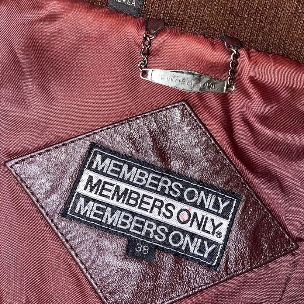 MEMBERS ONLY Iconic Racer Motorcycle Jacket Gen Leather Vintage 80s Brown SZ 38 - Picture 5 of 7